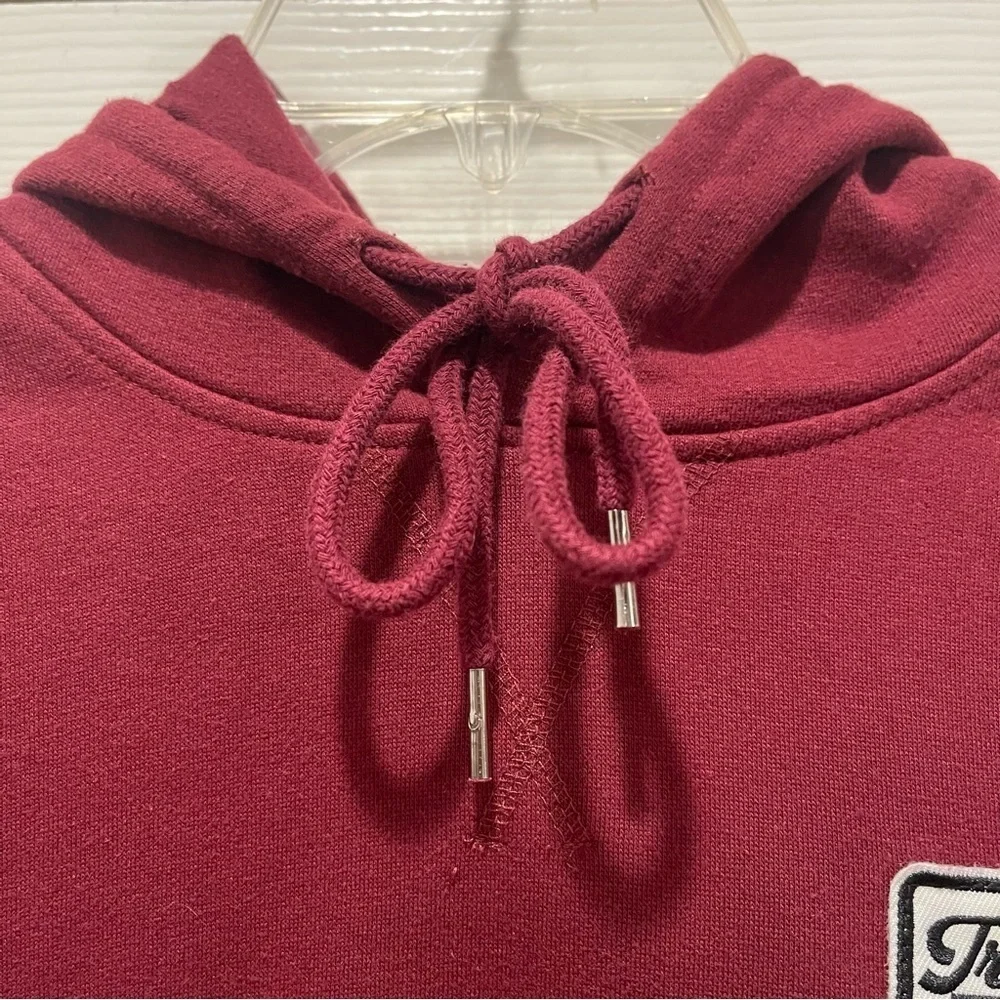 True Religion Men Hoodie Pullover Burgundy 2002 Logo Y2K Style Streetwear Large